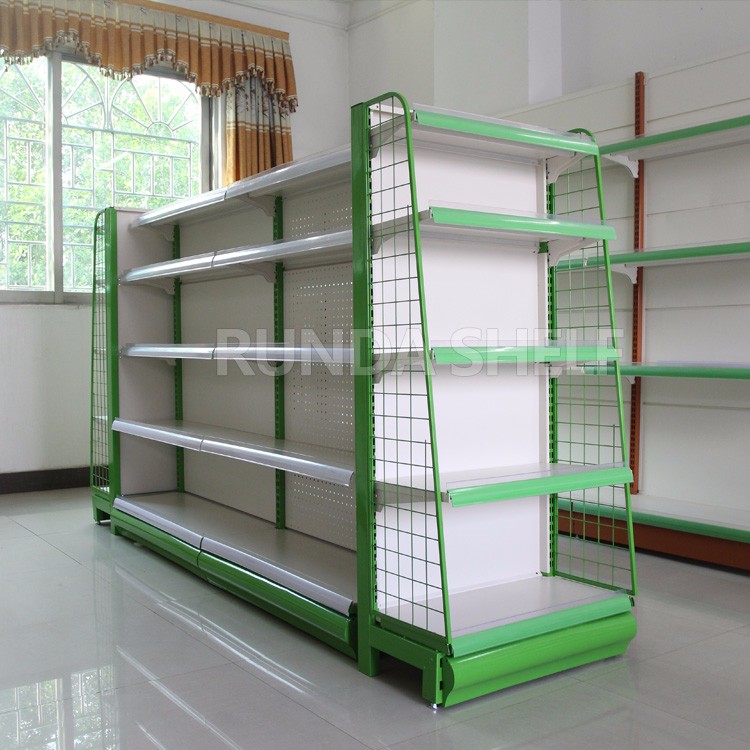 Light Duty Double-Sided CN;GUA Pharmacy Shop Display Racks Supermarket Rack with Metal Shelves for Interior Design