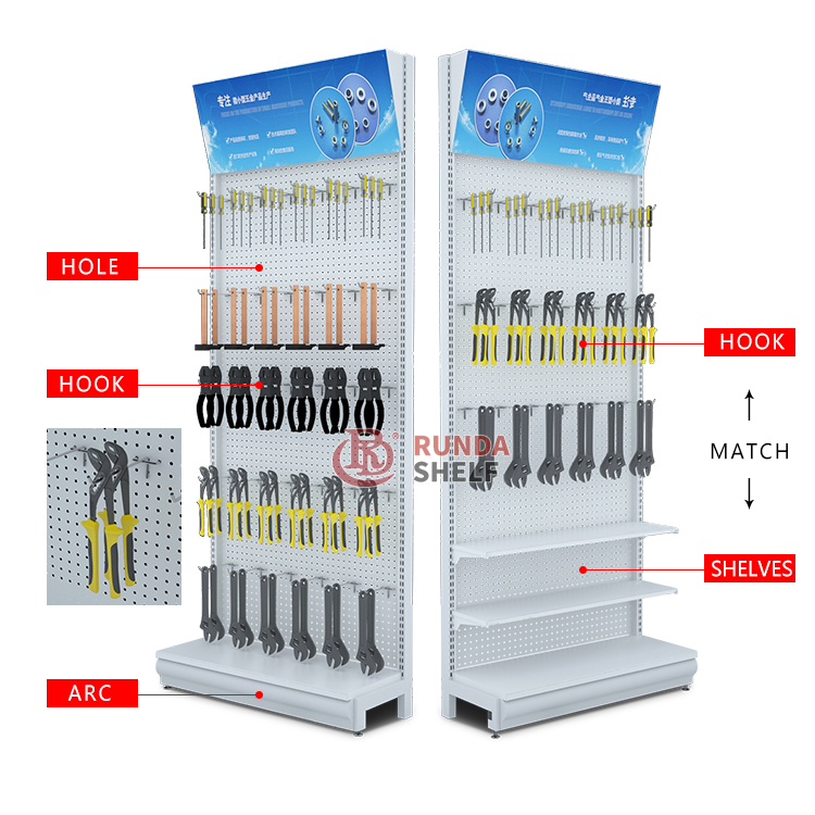 China Customized Metal Supermarket Rack Light Duty Hardware Accessories Display Racks