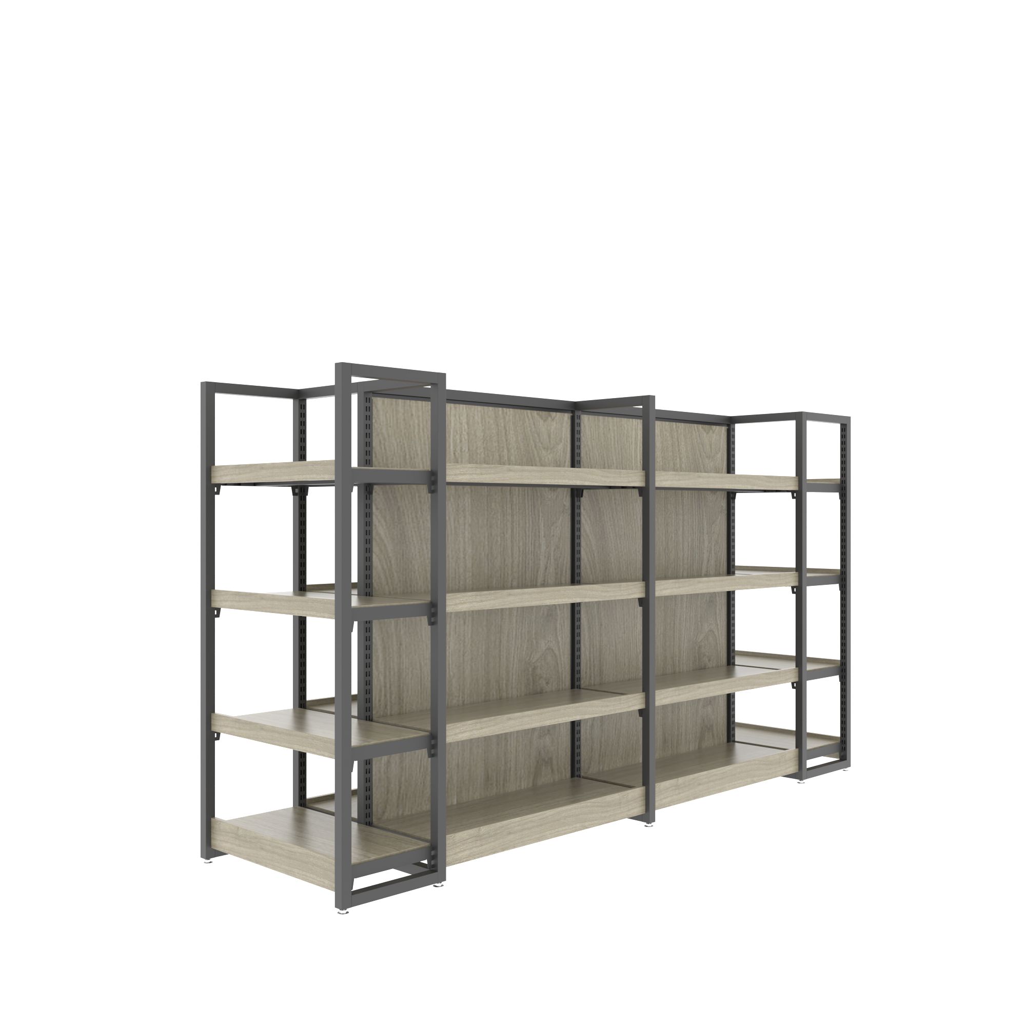 Pharmacy and Cosmetic Shop Display Shelf Wood Metal Supermarket Rack with Double-Sided Light Duty 350 400mm Storage Capacity