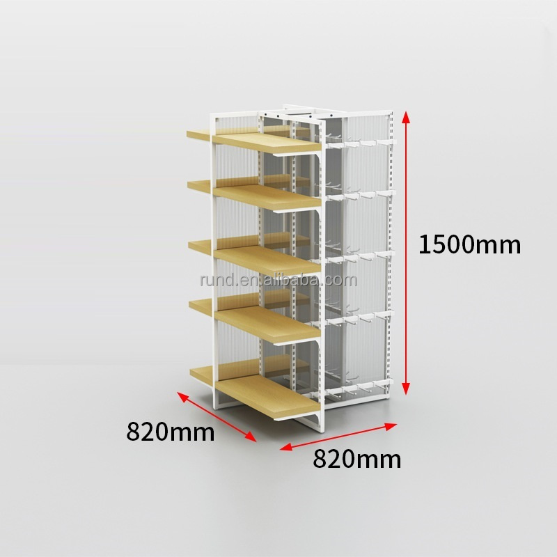 Four-sided Gondola Supermarket Shelf  Windmill Store  Display Rack