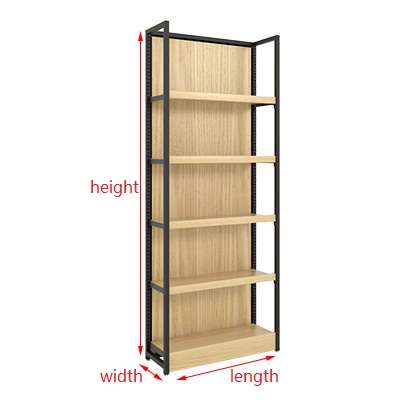 Double-Sided Light Duty Wooden Shelves with Metallic Material Single-Sided Supermarket Rack for Display RZ Metal & Steel