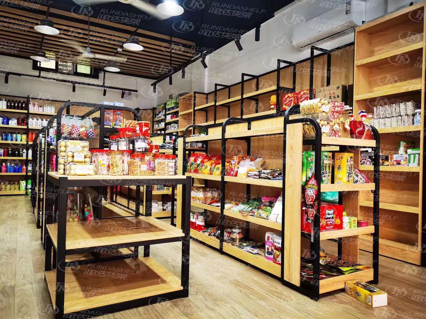 Supermarket Display Stand Double-Sided Light/Duty Metal Gondola Shelving Heavy Duty Iron Rack for Store Use