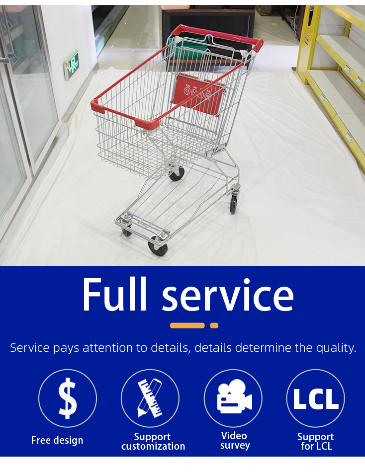 Durable Lightweight Stainless Steel Shopping Cart Repairable Supermarket Trolley with Platform Structure and Line Foot Design