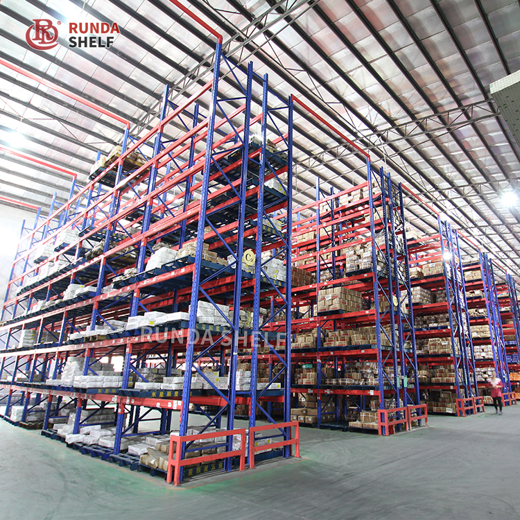 Heavy-Duty Boltless Galvanized Steel Pallet Rack Multi-Level Narrow Gravity Storage Shelves Efficient Warehouse Management GS