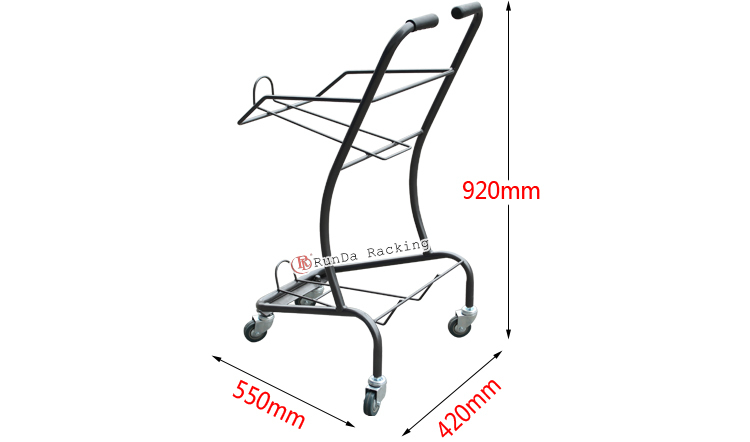 Convenience Store & Supermarket Dual-Layer Shopping Cart with Wheels Household Double-Tiered Trolley for Mall Shopping
