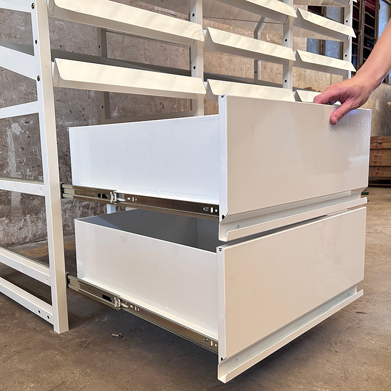 Hospitals Pharmacies Shelves Customized White Pharmacy Shelves Hospital Shelves Drawer Type Medicine Tray Rack