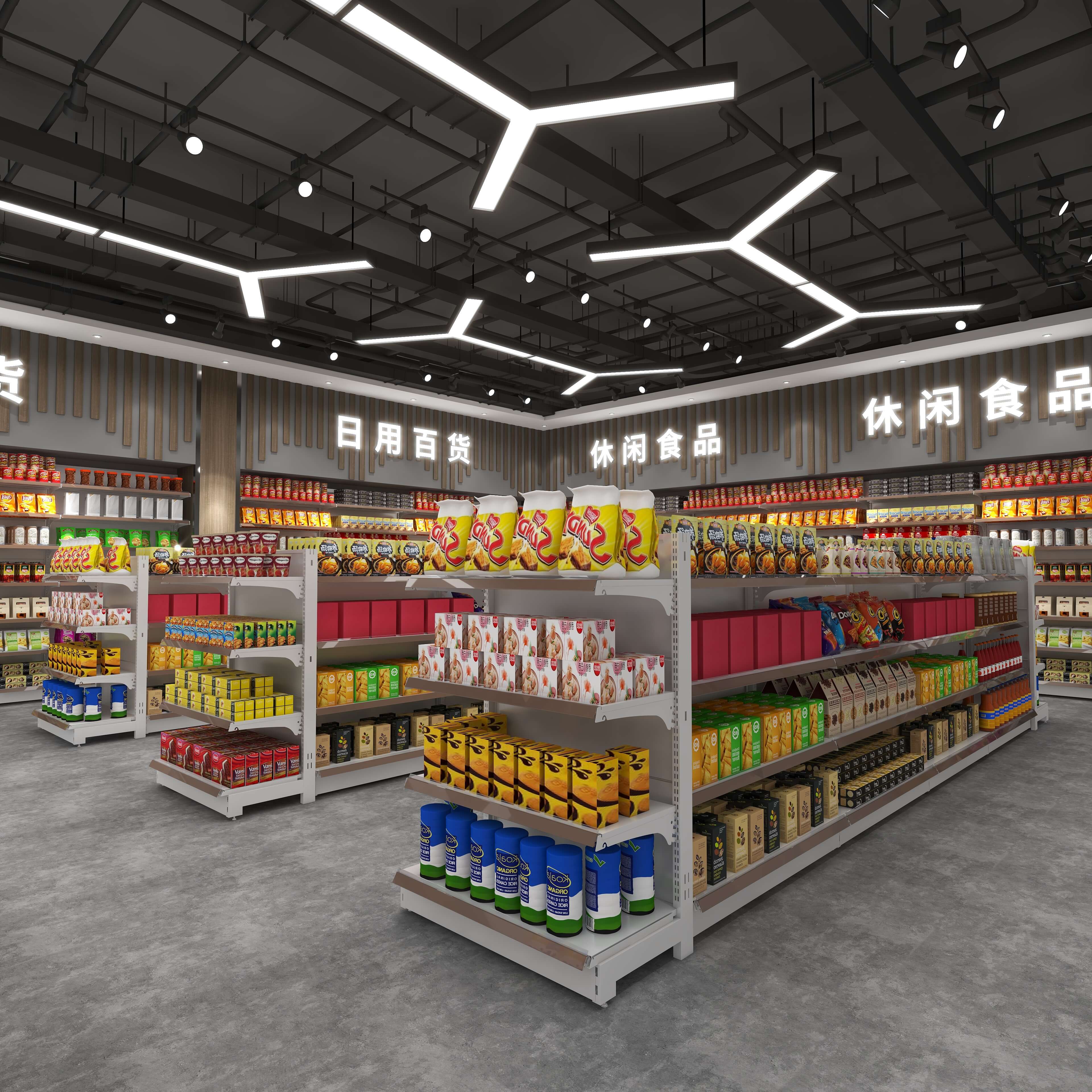 Rack Display Shelves in Large Supermarkets, Daily Necessities Stores, and Supermarkets