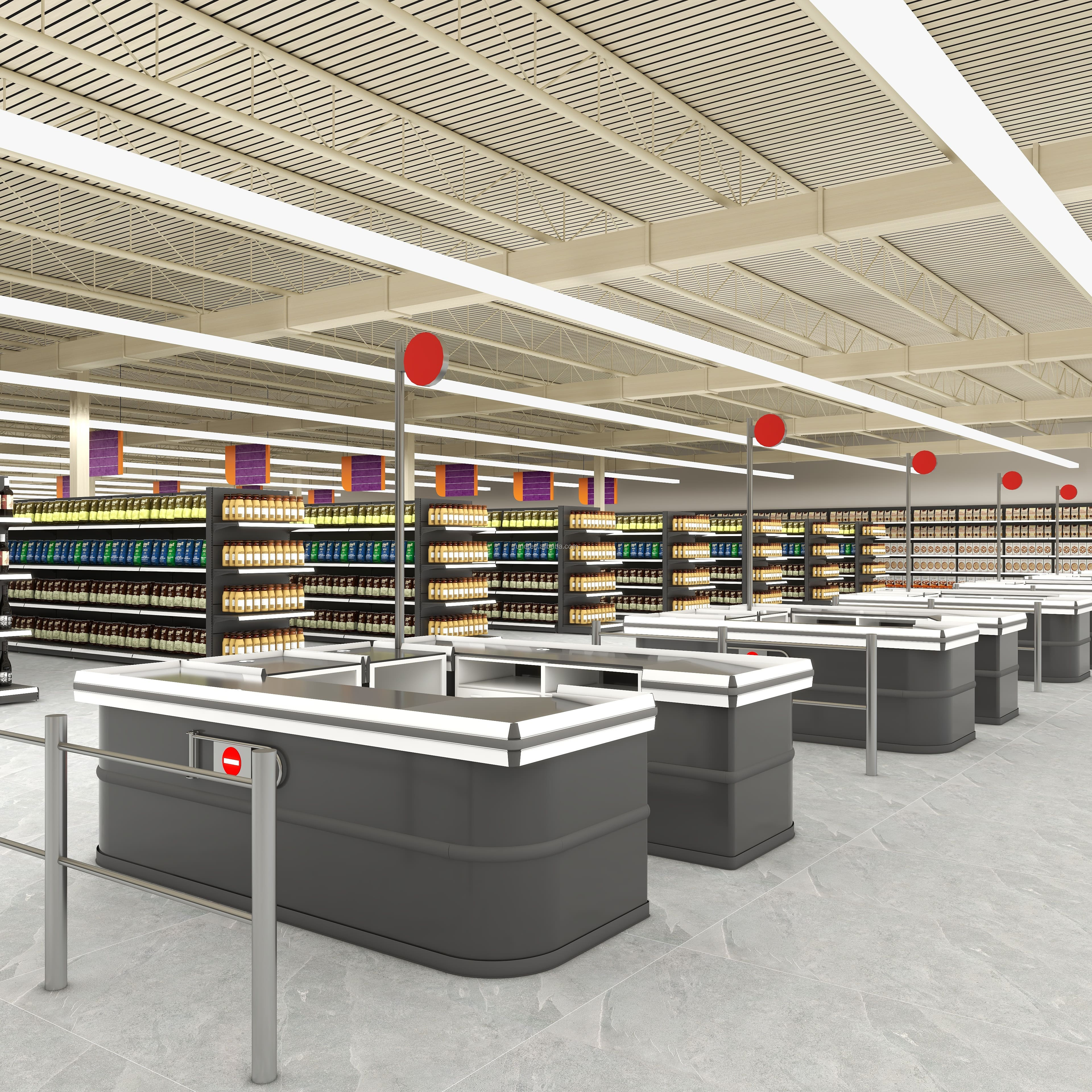 Double-Sided Retail Display Stand Supermarket Gondola Shelf for Grocery Shopping Light Duty Metal Rack for Department Store Shop