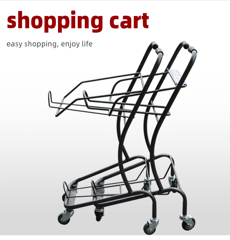 RUNDA ST-08 Supermarkets Shopping Cart RD Double Deck Unfolding Chrome Plated 3 Inch 50kg Capacity 60L Shopping Trolley