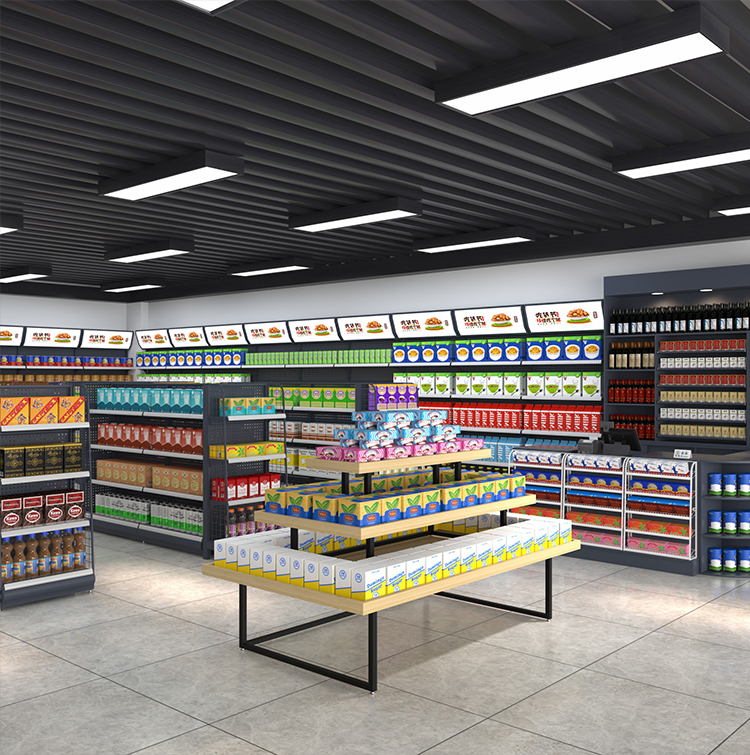 Factory Direct Metallic Light Duty Supermarket Rack Retail Display Equipment Shelving Gondola