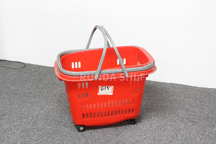 Supermarket Shopping Cart Used PP Material Shopping Baskets with Wheels