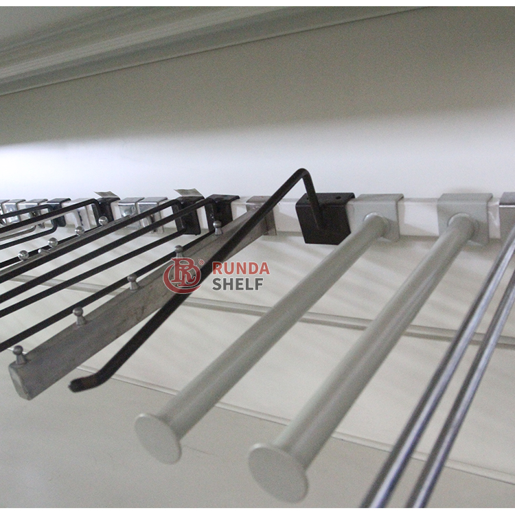 Supermarket Convenience Store Shelf with Square Tube Cross Beam Hook Made of Stainless Steel Metal Plastic-Slatwall Hook
