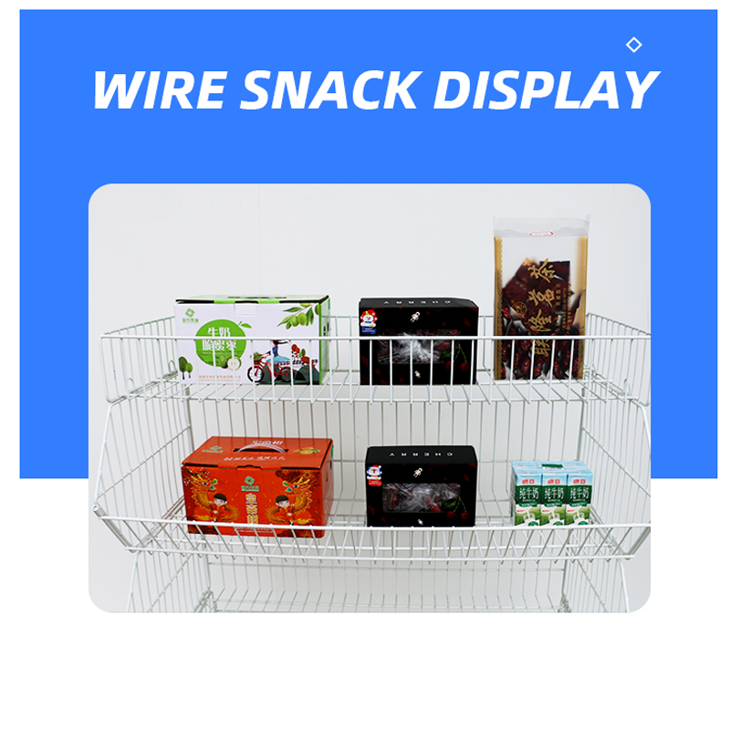 China Factory 5 Tier Wire Basket Stand Display Rack Stainless Steel Standing Basket