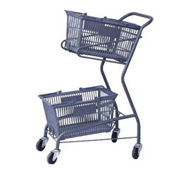 Australia-Style Foldable Metallic Shopping Trolley/Toy Cart with Steel Mechanism Unfolding Feature 2 Baskets Power Coating