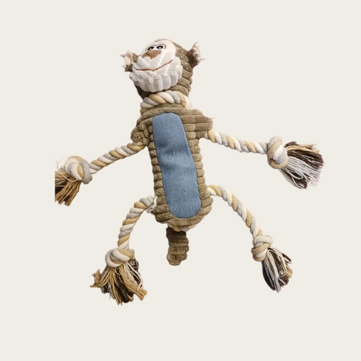 Monkey Plush Quality Dog Chewy Soft Squeaky Rope Durable Pet Tough Toys