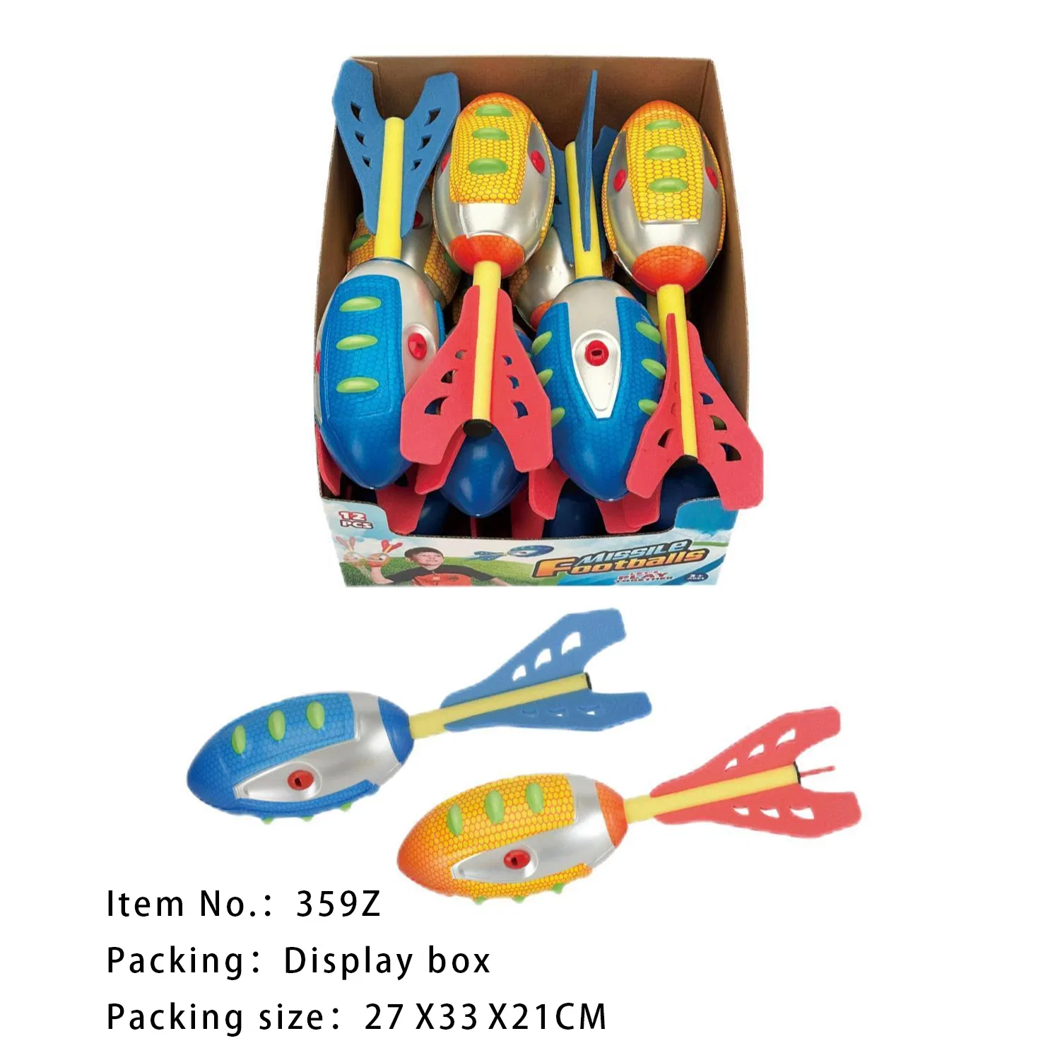 32cm Soft Foam Missile Launcher Outdoor Sports and Fitness Toss Pet Toys with 3 Whistles