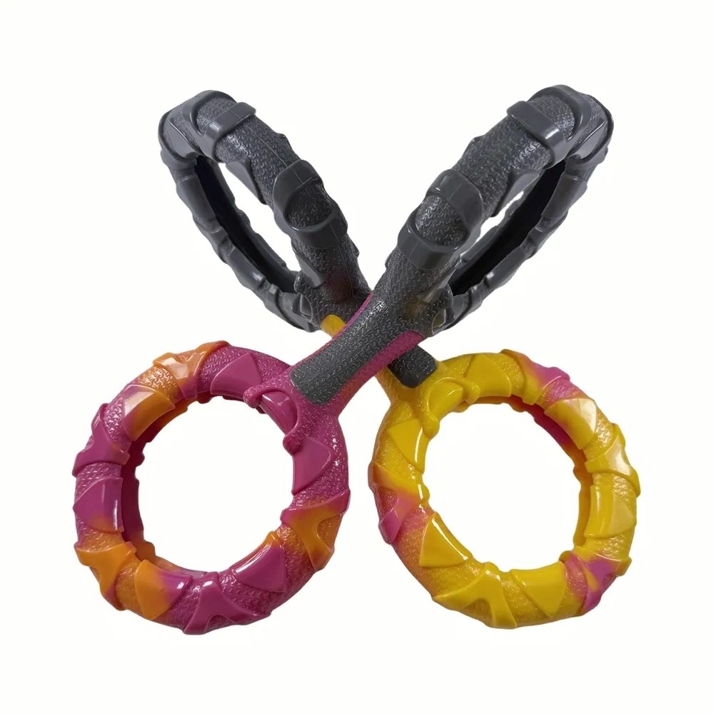 Mixed Color Double Ring Coated Pet Toy for Interactive Tug Play