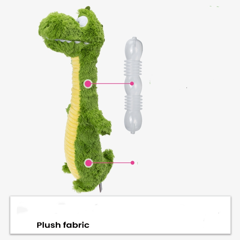 Green Crocodile Fluffy Soft Plush Stuffed Dog Squeaky Wholesale Pet Chewy Toys