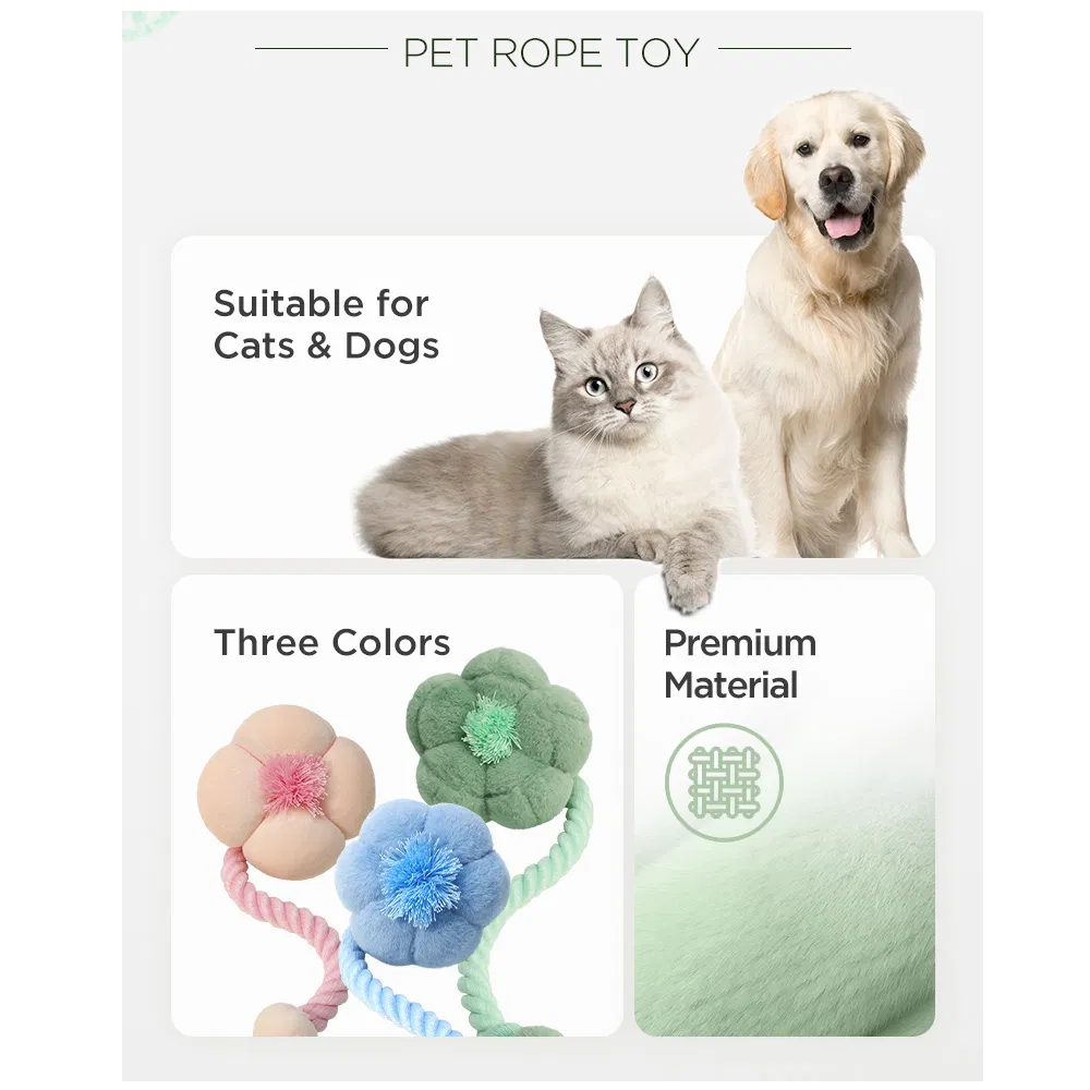 Buck Teeth Wholesale Pet Plush Toys with Rope for Dog Flower Series
