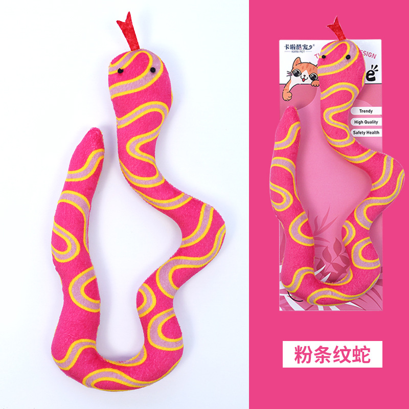 Cat Toys for Self-Entertainment Snake Ophidian Shape Plush Toys with Catnip Pet Dog Toys