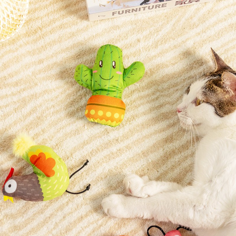 Rena Pet Hot Sale Spring Colorful Color Cat Plush Teasing Fur Toys Assorted with Catnip