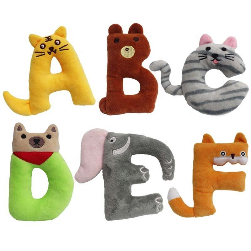 Dog Accessories Cute Animal Chew Toys for Dogs Alphabet Pet Plush Toys Squeaky Dog Toy Plush