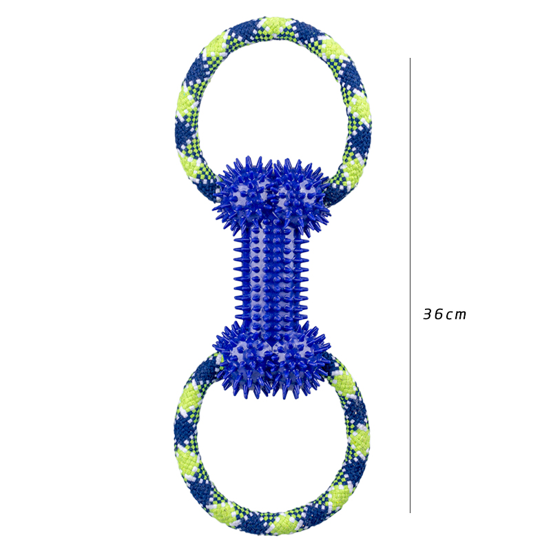 Rena Pet Dental Cleaning Chew Resistant Non-Toxic Strong Durable Cotton Rope with TPR Dog Toy