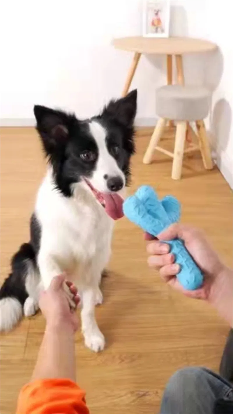 Amazon Hot Sale Cactus Shape Pet Dental Care Dog Toothbrush Stick Teeth Cleaning Brush Dental Dog Chew Toy