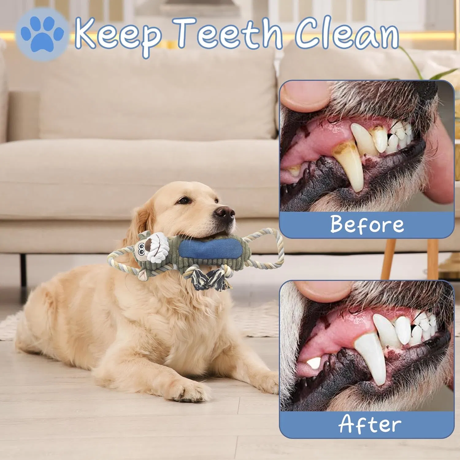 Monkey Plush Quality Dog Chewy Soft Squeaky Rope Durable Pet Tough Toys