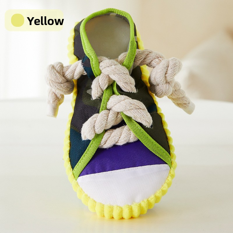 Custom Wholesale Pet Plush Stuffed Interesting Shoe Shape Dog Chew Squeaky Toy with Cotton Rope