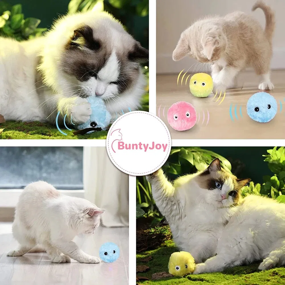 Smart Cat Toys Interactive Ball Plush Electric Catnip Training Toy Kitten Touch Sounding Pet Product Squeak Toy Ball Cat Supplie
