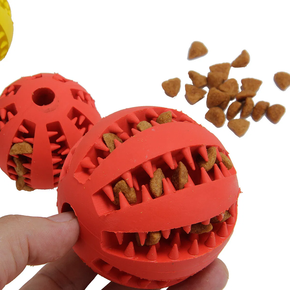 Nontoxic Bite Resistant Toy Ball for Pet Dogs Puppy Cat Dog Pet Food Treat Feeder Chew Tooth Cleaning Ball