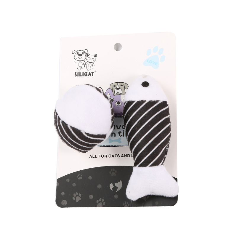 High Quality Pet Products Wholesale Plush Stuffed Catnip Mouse Fish Ball Cat Toy Set