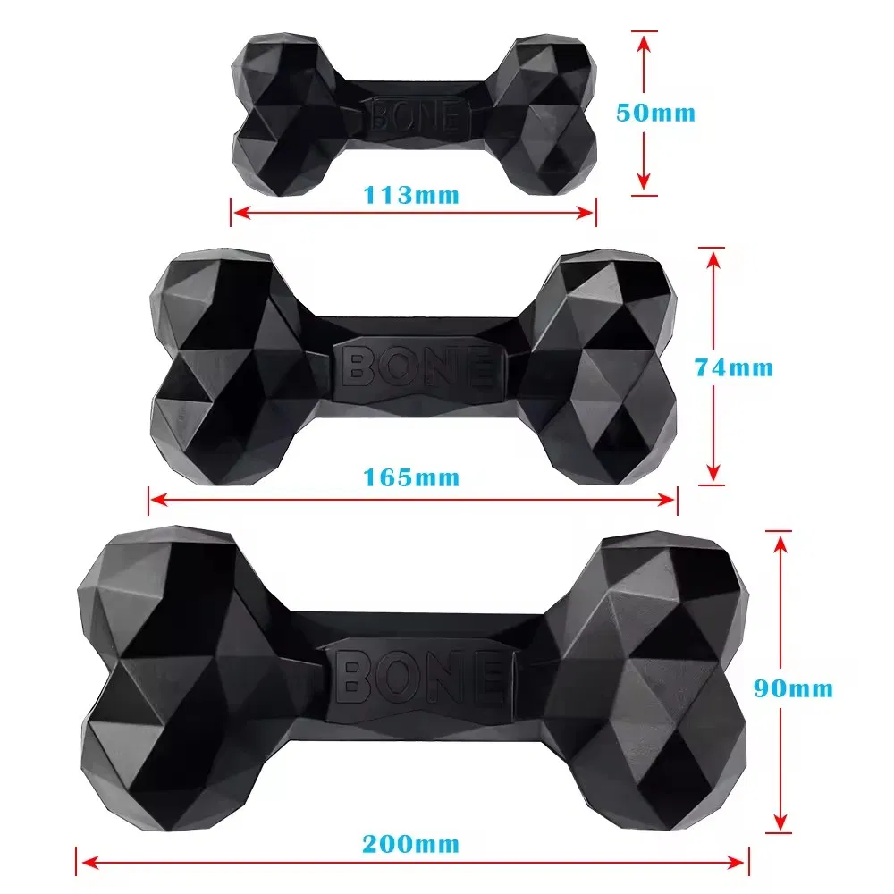 Diamond Bone Treat Food Stuff Dispensing Natural Rubber Dog Treat Bone Bite Chew Toy