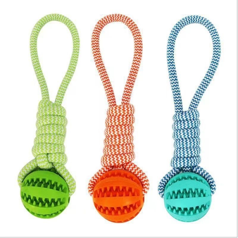 2025 Pet Chew Toy: Rubber Squeaky Ball with Rope Design Dog Toy