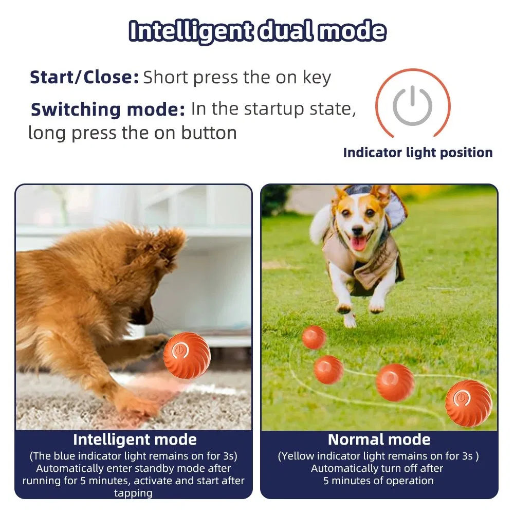 Electronic Interactive Pet Toy Moving Ball USB Automatic Moving Bouncing Smart Dog Ball Toy