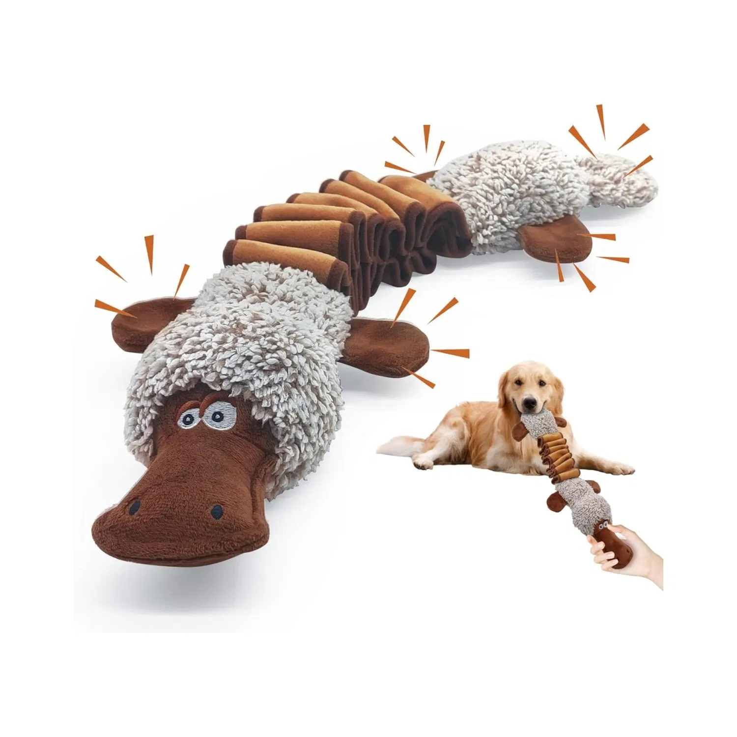 Squeaky Plush Platypus Interactive Tug Dog Chewy Soft Pet Toys