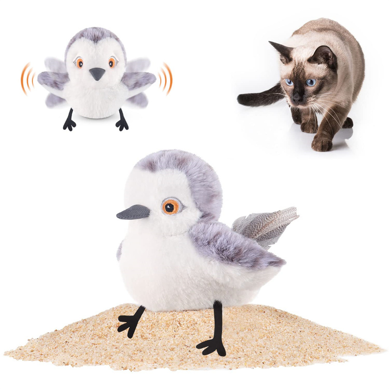 Eco-Friendly Plush Polyester Electric Interactive Pet Dog Cat Toy Flapping Bird