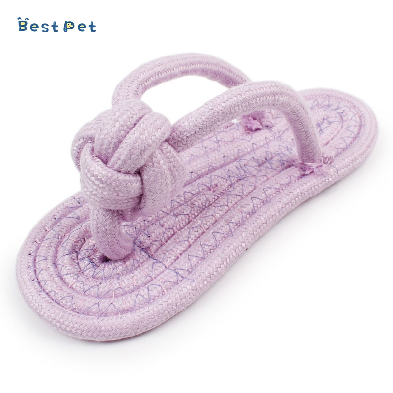 Colorful Cotton Rope Braided Slippers Dog Toys Wholesale Dog Chewing Knot Teething Toy Outdoor Pet Supplies