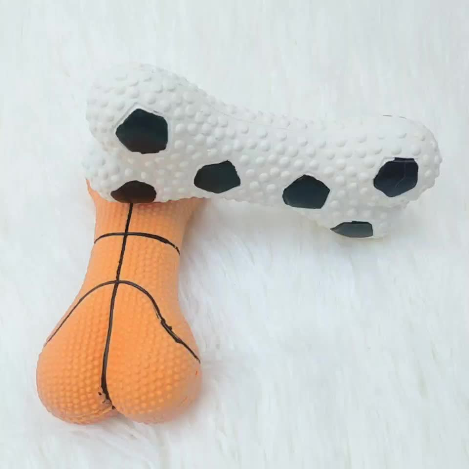 Pet Dog Latex Sounding Basketball Football Bone Venting Teething Toy