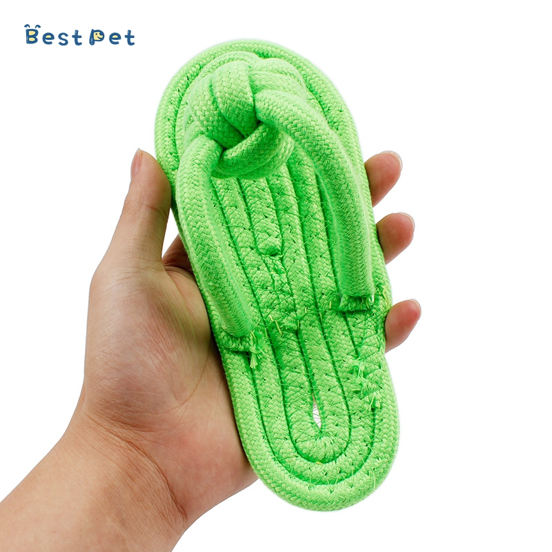 Colorful Cotton Rope Braided Slippers Dog Toys Wholesale Dog Chewing Knot Teething Toy Outdoor Pet Supplies