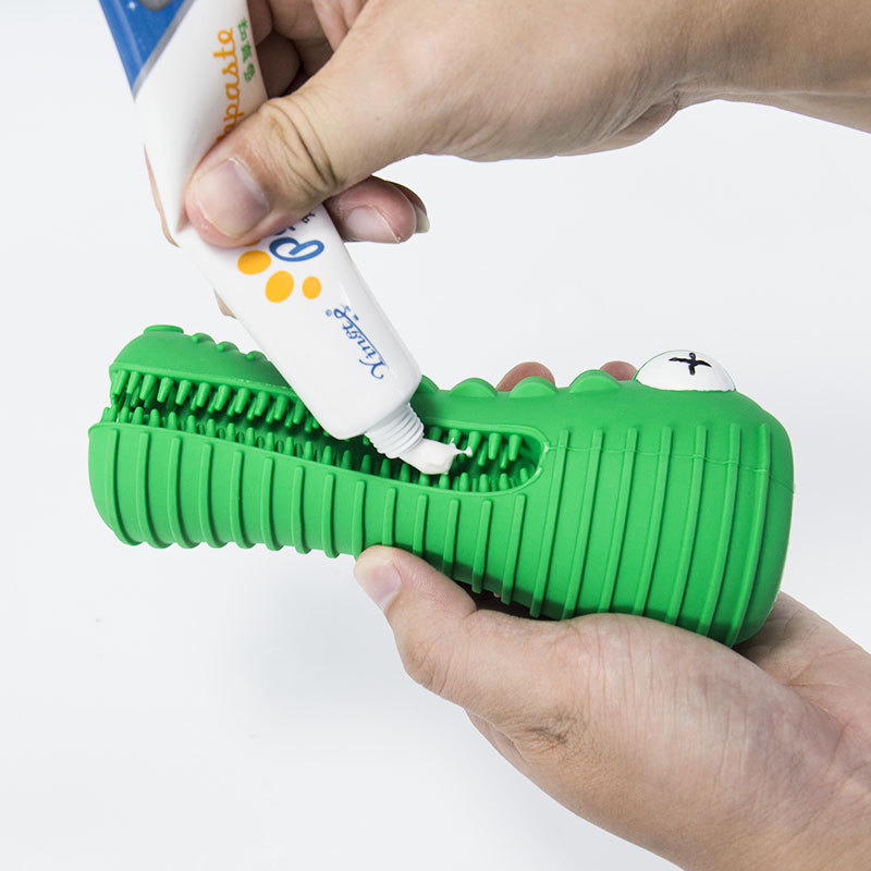 Rubber Pet Products Rod Crocodile Squeaky Dental Care Pet Toy