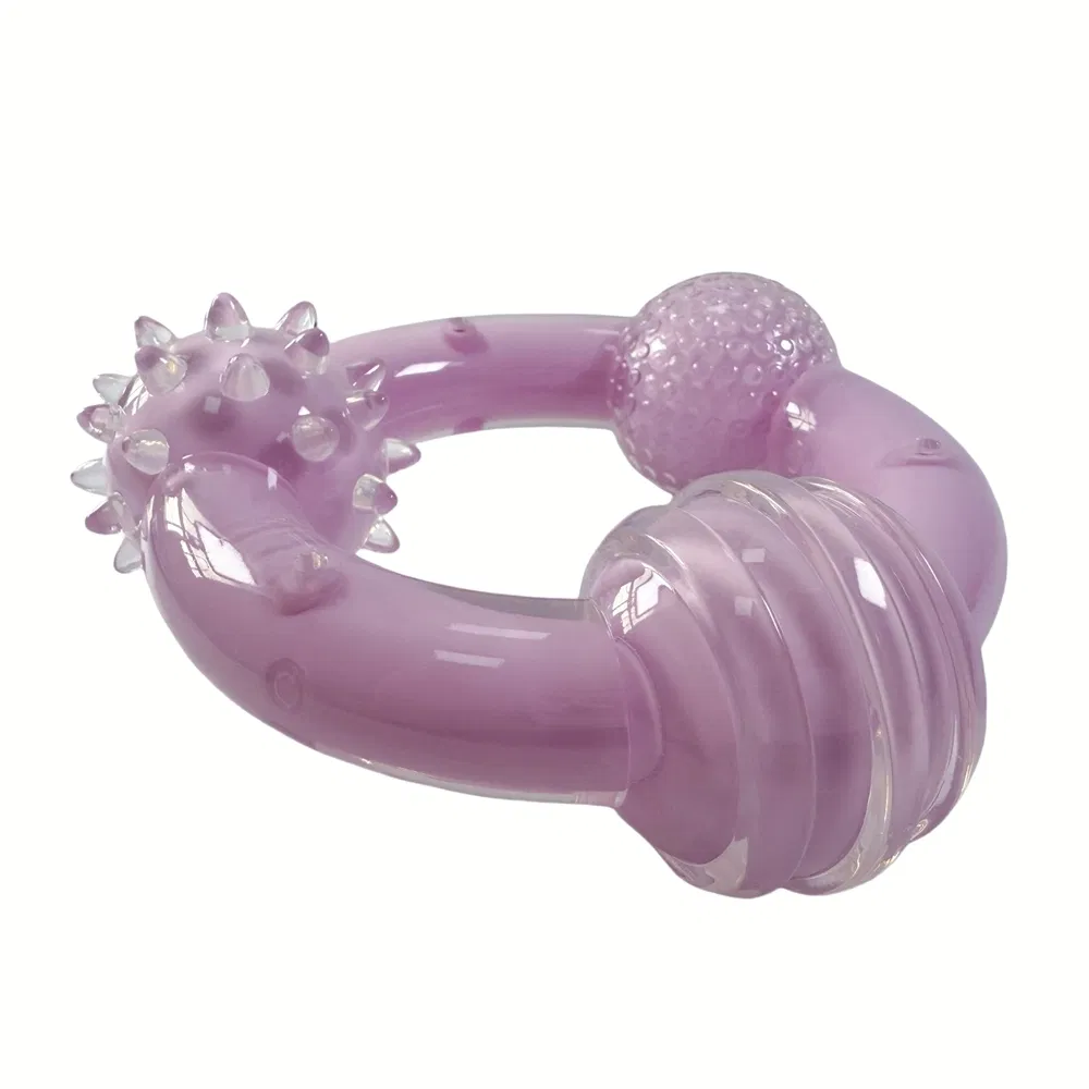 See-Through TPR Uneven Circle Pet Chew Toy for Puppy Teething Relief