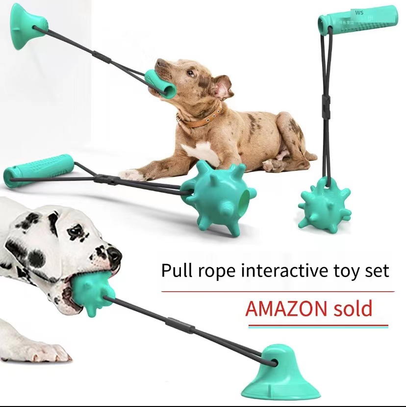 Pet Supplies Suction Cup Tug-of-War Molar Ball Training Dog Biting Puling Rope Ball Toy