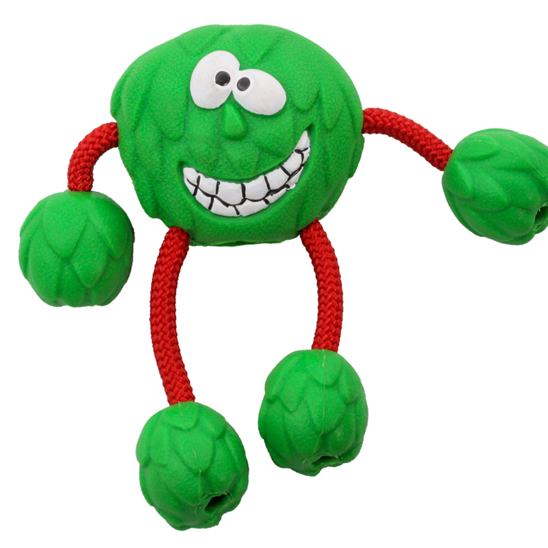 Relieve Anxiety Throwing Heavy Duty Rope Rubber No Stuffing Medium Small Breed Pet Dog Chew Toy with Sound