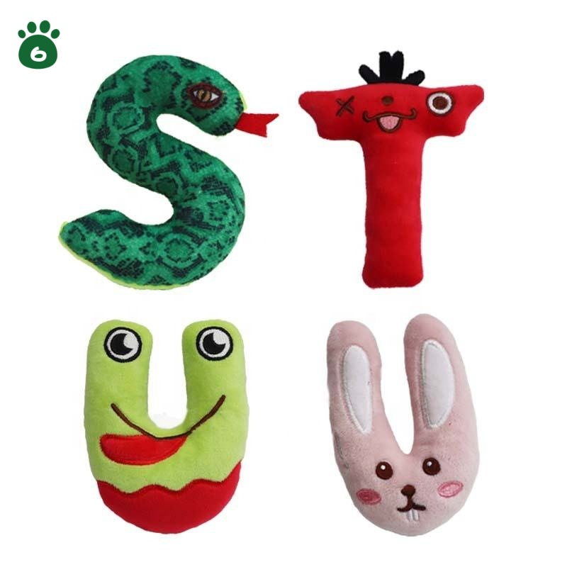 Dog Accessories Cute Animal Chew Toys for Dogs Alphabet Pet Plush Toys Squeaky Dog Toy Plush
