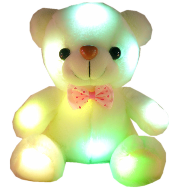 New Heim Velvet Colorful Teddy Doll Children's Gift Luminous Bear Pet Plush Toy Wholesale Doll
