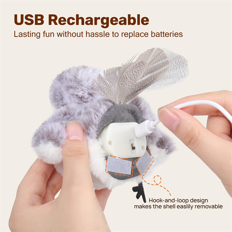 Eco-Friendly Plush Polyester Electric Interactive Pet Dog Cat Toy Flapping Bird