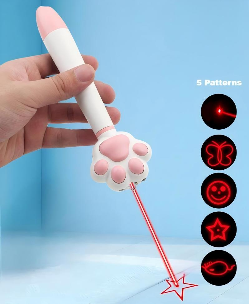 Laser Pointer Multifunctional Interactive Cats Teaser Wand Toy USB Rechargeable LED Light Pointer Pet Interactive Toy Pet Supplies Teaser Stick with 5 Patterns