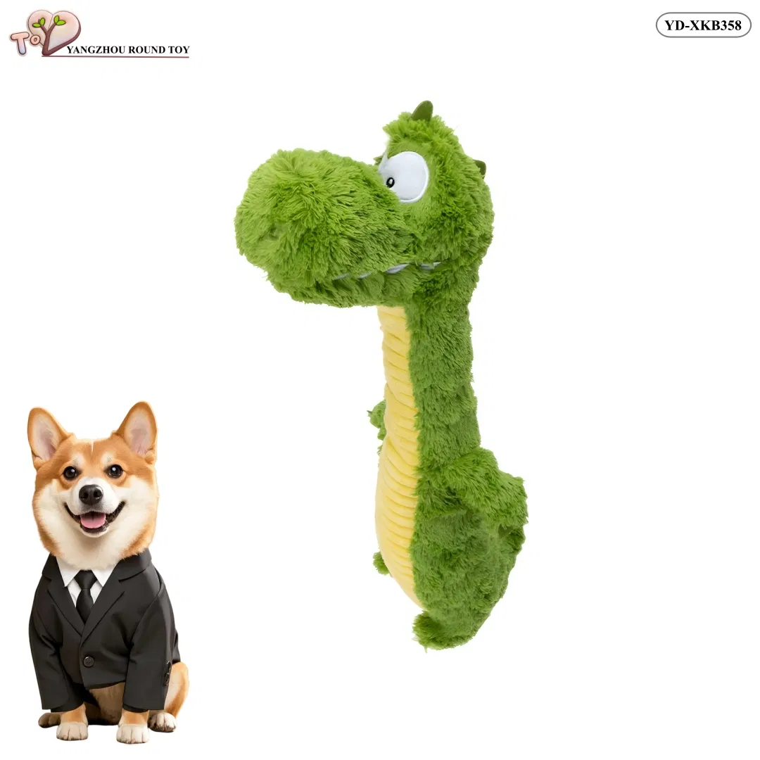 Green Crocodile Fluffy Soft Plush Stuffed Dog Squeaky Wholesale Pet Chewy Toys